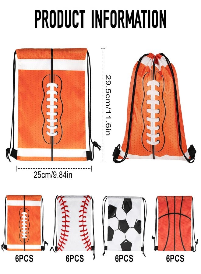 Dyrfolm 24 Pcs Sports Drawstring Bags, Sports Party Favors Goodie Bags for Soccer Baseball Basketball Football, Orange, 9.84 x 11.6 Inch - Image 2